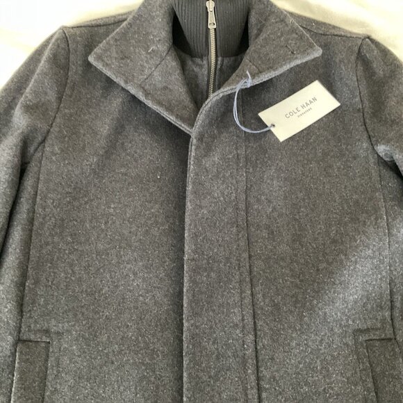 Cole Haan Men's Gray Wool Blend Melton Topcoat Coat Jacket Size Small $325 RV - Picture 11 of 14